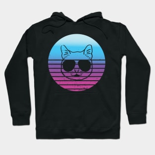 Unique Vintage Retro Cat Face With Sunglass Hoodie